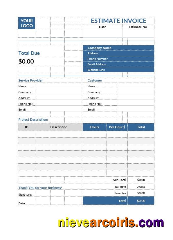 Free Estimate Invoice